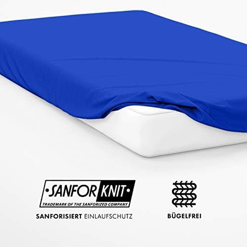 Jacobson Jersey-Spannbettlaken aus Baumwolle – OEKO-TEX STANDARD 100, 180x200–200x200 cm, Weiß