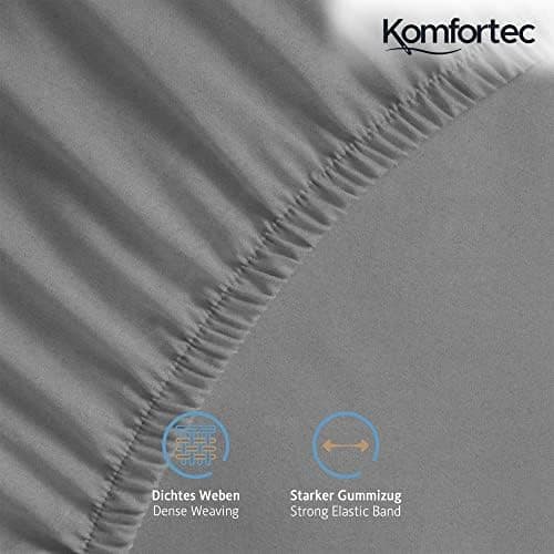 Komfortec Spannbettlaken 90x200 cm Jersey-Baumwolle – OEKO-TEX® Standard 100, Rundumgummizug für perfekte Passform, Weiß