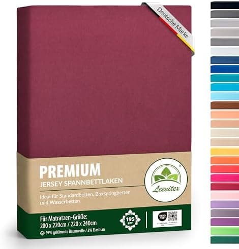 Premium Spannbettlaken – 97% Mako-Jersey-Baumwolle, 3% Elasthan | Boxspringbett-geeignet 90×200–100×220 cm
