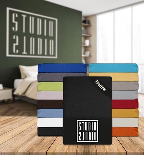 STUDIO Basic Frottee-Spannbettlaken 90 x 200 cm – weiches 80% Baumwolle/20% Polyester, elastisch & bügelfrei, OEKO-TEX f