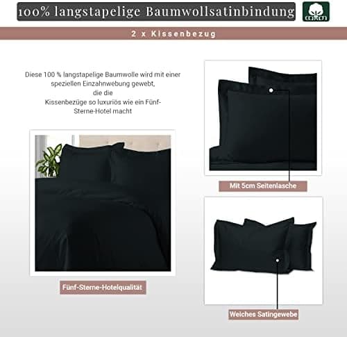 Pizuna Kissenbezüge 2er-Pack 40 x 80 cm Dunkelblau – 100% Langstapel-Baumwolle, 400 Fadenzahl