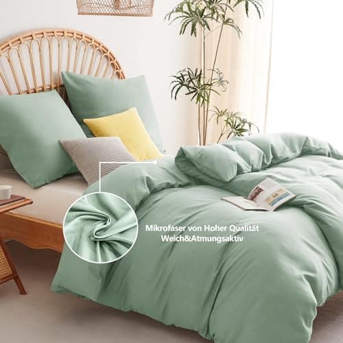 WAVVE Bettwäsche 135x200 – 4‑teiliges Mikrofaser‑Set Anthrazit (inkl. 2×80×80 cm Kissenbezüge) mit Reißverschluss, OEKO‑
