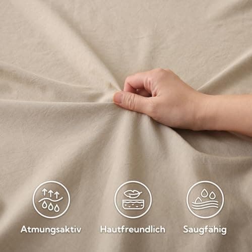 SOULFUL Spannbettlaken 120 x 200 cm (bis 25 cm Matratzenhöhe) – 100% gewaschene Baumwolle, atmungsaktiv & leinenartiger
