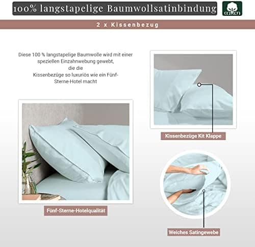 Pizuna Kissenbezüge 2er-Pack 40 x 80 cm Dunkelblau – 100% Langstapel-Baumwolle, 400 Fadenzahl