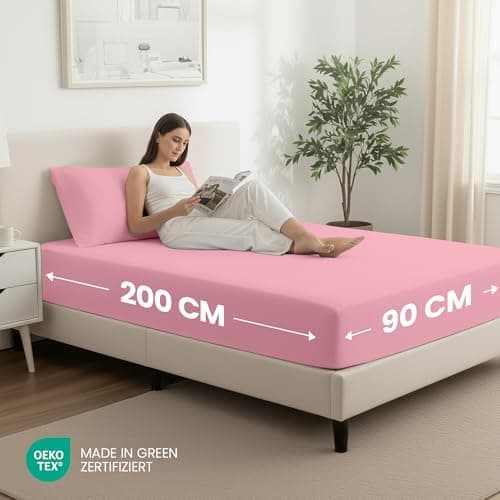 Utopia Bedding 2er-Set Spannbettlaken 140 x 200 cm – OEKO-TEX MADE IN GREEN zertifiziert – 35 cm Tiefe Tasche