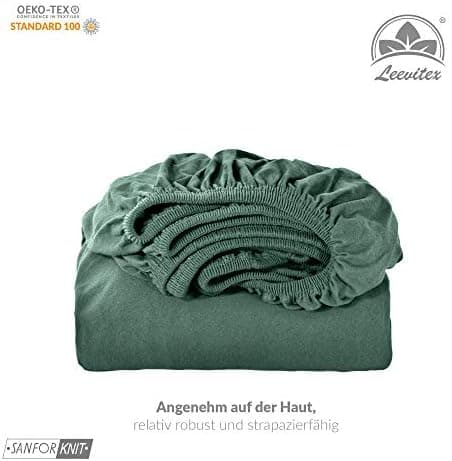 leevitex® Spannbettlaken 180x200–200x200 cm | 100% Jersey-Baumwolle | für Matratzen bis 25 cm