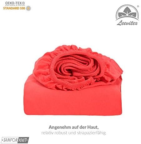 leevitex® Spannbettlaken 180x200–200x200 cm | 100% Jersey-Baumwolle | für Matratzen bis 25 cm