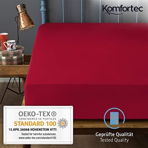 Komfortec Spannbettlaken 90x200 cm Jersey-Baumwolle – OEKO-TEX® Standard 100, Rundumgummizug für perfekte Passform, Weiß