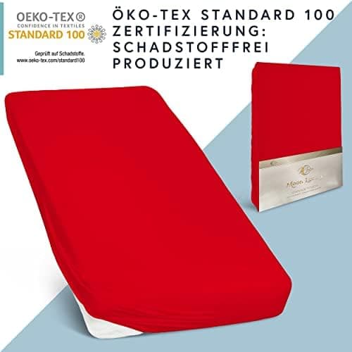 MOON-Luxury Spannbettlaken/Spannbetttuch Jersey-Stretch 230 g/m² OEKO-TEX – anthrazit, 90×200–100×220