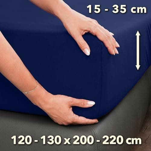 STUDIO Spannbettlaken Jersey – 97 % Baumwolle / 3 % Elastan – 120×200 / 120×220 / 130×200 / 130×220 cm, passend für Matr