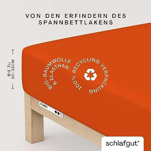 Schlafgut Pure Spannbettlaken 90x200 bis 100x220 cm – 95% Bio-Baumwolle & 5% Elasthan, Oeko-TEX zertifiziert – passend f