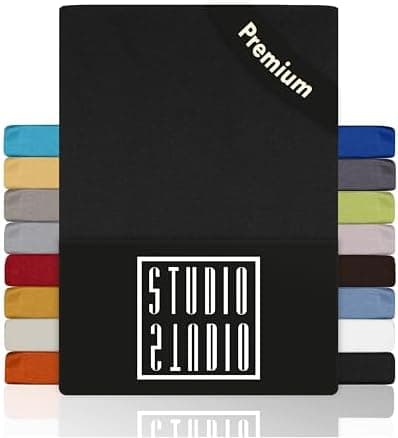 STUDIO Spannbettlaken Jersey – 97 % Baumwolle / 3 % Elastan – 120×200 / 120×220 / 130×200 / 130×220 cm, passend für Matr