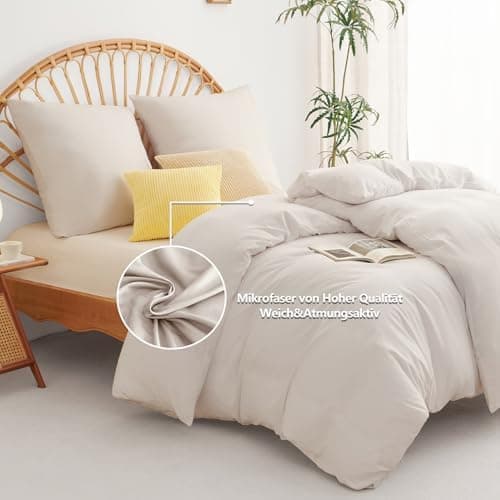WAVVE Bettwäsche 135x200 – 4‑teiliges Mikrofaser‑Set Anthrazit (inkl. 2×80×80 cm Kissenbezüge) mit Reißverschluss, OEKO‑