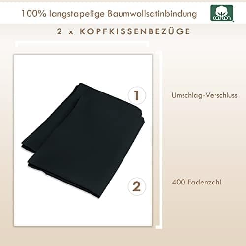 Pizuna Kissenbezüge 2er-Pack 40 x 80 cm Dunkelblau – 100% Langstapel-Baumwolle, 400 Fadenzahl