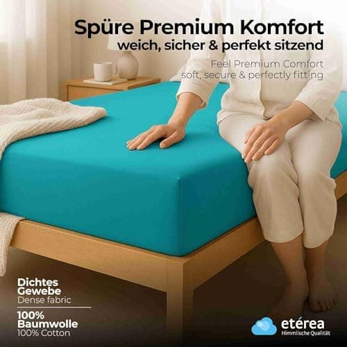 etérea Jersey-Spannbettlaken 80x200 cm Weiß – 100% Baumwolle, OEKO-TEX MADE IN GREEN & STANDARD 100