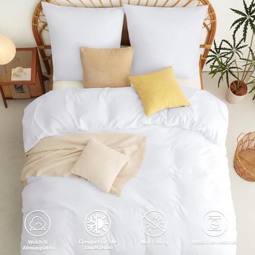 WAVVE Bettwäsche 135x200 – 4‑teiliges Mikrofaser‑Set Anthrazit (inkl. 2×80×80 cm Kissenbezüge) mit Reißverschluss, OEKO‑