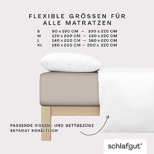 Schlafgut Pure Spannbettlaken 90x200 bis 100x220 cm – 95% Bio-Baumwolle & 5% Elasthan, Oeko-TEX zertifiziert – passend f
