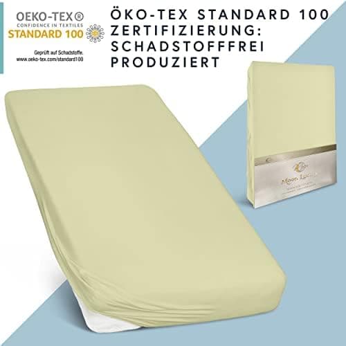 MOON-Luxury Spannbettlaken/Spannbetttuch Jersey-Stretch 230 g/m² OEKO-TEX – anthrazit, 90×200–100×220