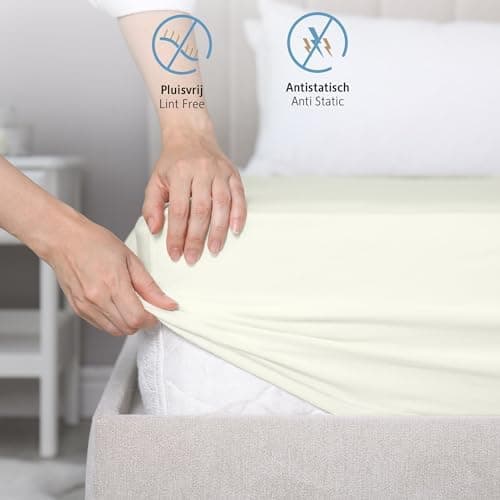 Komfortec Spannbettlaken 90x200 cm Jersey-Baumwolle – OEKO-TEX® Standard 100, Rundumgummizug für perfekte Passform, Weiß