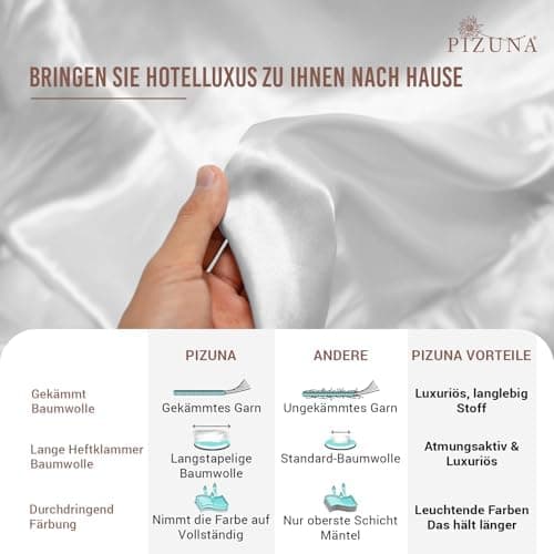Pizuna Kissenbezüge 2er-Pack 40 x 80 cm Dunkelblau – 100% Langstapel-Baumwolle, 400 Fadenzahl
