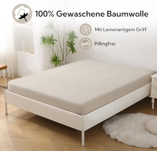 SOULFUL Spannbettlaken 120 x 200 cm (bis 25 cm Matratzenhöhe) – 100% gewaschene Baumwolle, atmungsaktiv & leinenartiger