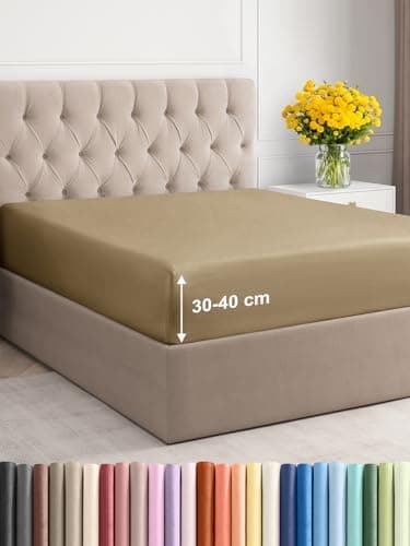 Spannbettlaken 180x200 cm – Extra tiefes Spannbetttuch bis 40 cm (16") – Weiche gebürstete Mikrofaser, knitterfrei & sch