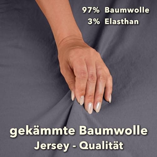 STUDIO Spannbettlaken Jersey – 97 % Baumwolle / 3 % Elastan – 120×200 / 120×220 / 130×200 / 130×220 cm, passend für Matr