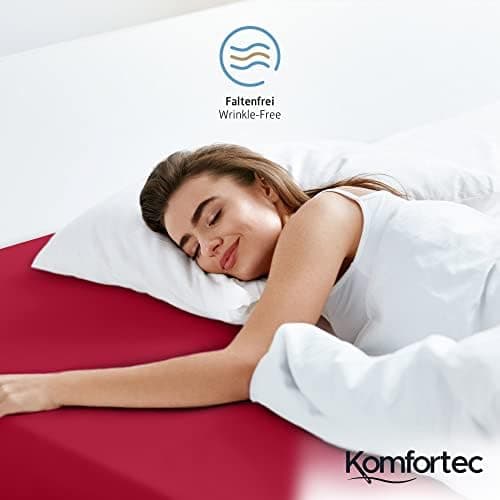 Komfortec Spannbettlaken 90x200 cm Jersey-Baumwolle – OEKO-TEX® Standard 100, Rundumgummizug für perfekte Passform, Weiß