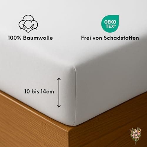 Jersey-Spannbettlaken / Spannbetttuch – 100% Baumwolle, 180x200–200x200 cm