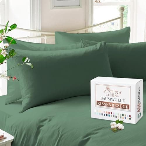 Pizuna Kissenbezüge 2er-Pack 40 x 80 cm Dunkelblau – 100% Langstapel-Baumwolle, 400 Fadenzahl