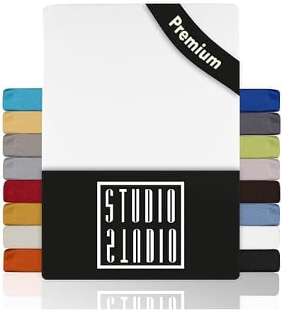 STUDIO Spannbettlaken Jersey – 97 % Baumwolle / 3 % Elastan – 120×200 / 120×220 / 130×200 / 130×220 cm, passend für Matr
