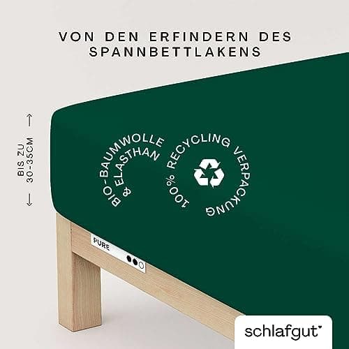 Schlafgut Pure Spannbettlaken 90x200 bis 100x220 cm – 95% Bio-Baumwolle & 5% Elasthan, Oeko-TEX zertifiziert – passend f