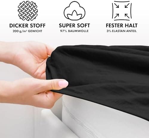 Jacobson Premium Spannbettlaken – Jersey-Baumwolle 200 g/m² mit Elasthan, 180x200–200x200 cm