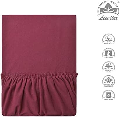 leevitex® Spannbettlaken 180x200–200x200 cm | 100% Jersey-Baumwolle | für Matratzen bis 25 cm