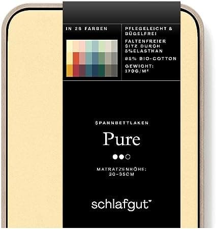Schlafgut Pure Spannbettlaken 90x200 bis 100x220 cm – 95% Bio-Baumwolle & 5% Elasthan, Oeko-TEX zertifiziert – passend f