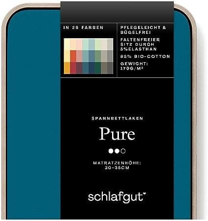 Schlafgut Pure Spannbettlaken 90x200 bis 100x220 cm – 95% Bio-Baumwolle & 5% Elasthan, Oeko-TEX zertifiziert – passend f