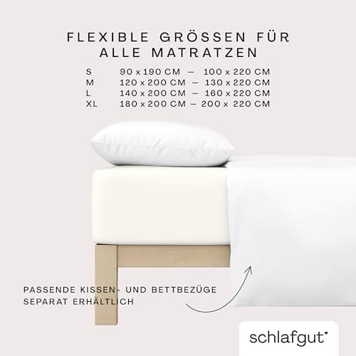 Schlafgut Pure Spannbettlaken 90x200 bis 100x220 cm – 95% Bio-Baumwolle & 5% Elasthan, Oeko-TEX zertifiziert – passend f