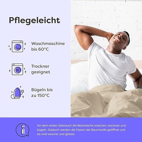Wolkenfeld Baumwolle-Bettwäsche 135x200 mit Kissenbezug 80x80 – Atmungsaktiv, Hautfreundlich & Pflegeleicht – Hellgrau
