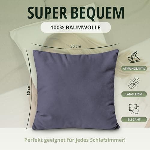 NatureMark Jersey Kissenbezüge – weich & atmungsaktiv, hautfreundlich – 40x40 cm, Anthrazit