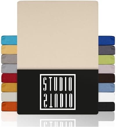 STUDIO Basic Spannbettlaken 200×220 cm – Jersey aus 100% gekämmter Baumwolle, elastisch & bügelfrei, passend für Matratz