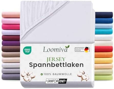 Jersey-Spannbettlaken 100% Baumwolle – 90–100×200 cm, für Matratzen bis 25 cm (Steghöhe bis 23 cm), Beige