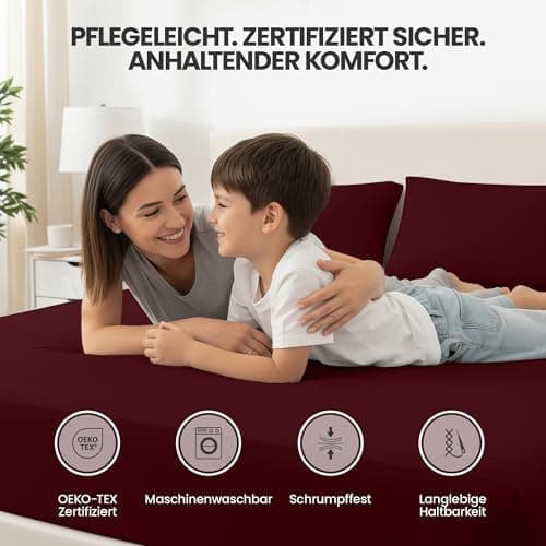 Utopia Bedding 2er-Set Spannbettlaken 140 x 200 cm – OEKO-TEX MADE IN GREEN zertifiziert – 35 cm Tiefe Tasche