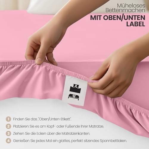 Utopia Bedding 2er-Set Spannbettlaken 140 x 200 cm – OEKO-TEX MADE IN GREEN zertifiziert – 35 cm Tiefe Tasche