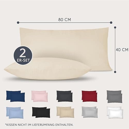 Dreamzie Kissenbezug 40x80 (2er Set) – Mikrofaser weich, OEKO-TEX STANDARD 100, Anthrazit mit Reißverschluss