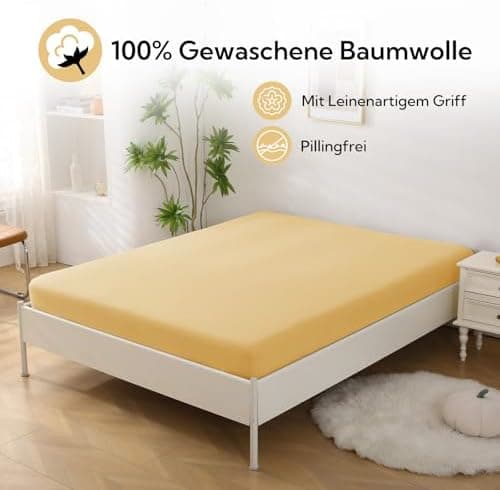 SOULFUL Spannbettlaken 120 x 200 cm (bis 25 cm Matratzenhöhe) – 100% gewaschene Baumwolle, atmungsaktiv & leinenartiger