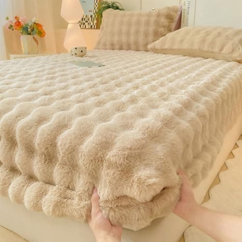 Frottee-Spannbettlaken 90×200 cm – Luxus Kuschelbettlaken aus Premium-Kunstfell, ultraweich & flauschig, passend für Mat