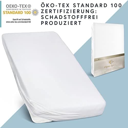 MOON-Luxury Spannbettlaken/Spannbetttuch Jersey-Stretch 230 g/m² OEKO-TEX – anthrazit, 90×200–100×220