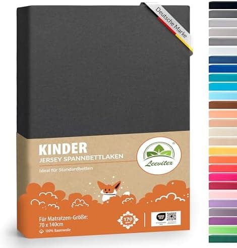 leevitex® Spannbettlaken 180x200–200x200 cm | 100% Jersey-Baumwolle | für Matratzen bis 25 cm