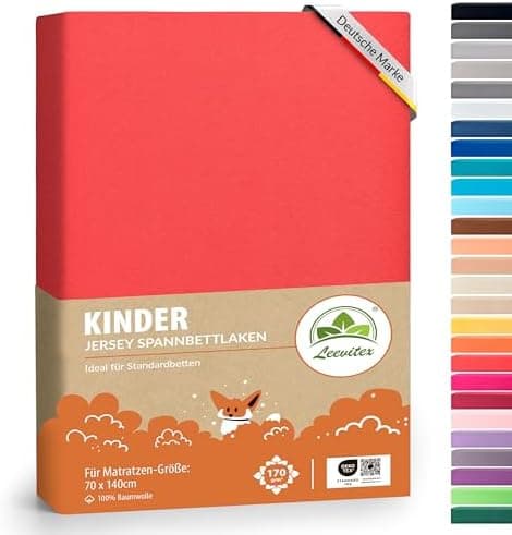 leevitex® Spannbettlaken 180x200–200x200 cm | 100% Jersey-Baumwolle | für Matratzen bis 25 cm