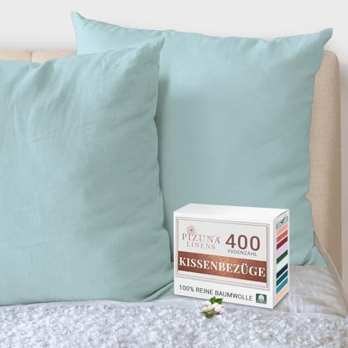 Pizuna Kissenbezüge 2er-Pack 40 x 80 cm Dunkelblau – 100% Langstapel-Baumwolle, 400 Fadenzahl